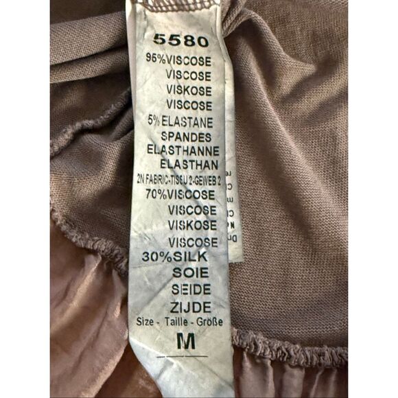 Piazza del Tempio Made in Italy Silk Blend Ruffle Hem Cardigan – Taupe, Size M - Picture 10 of 11